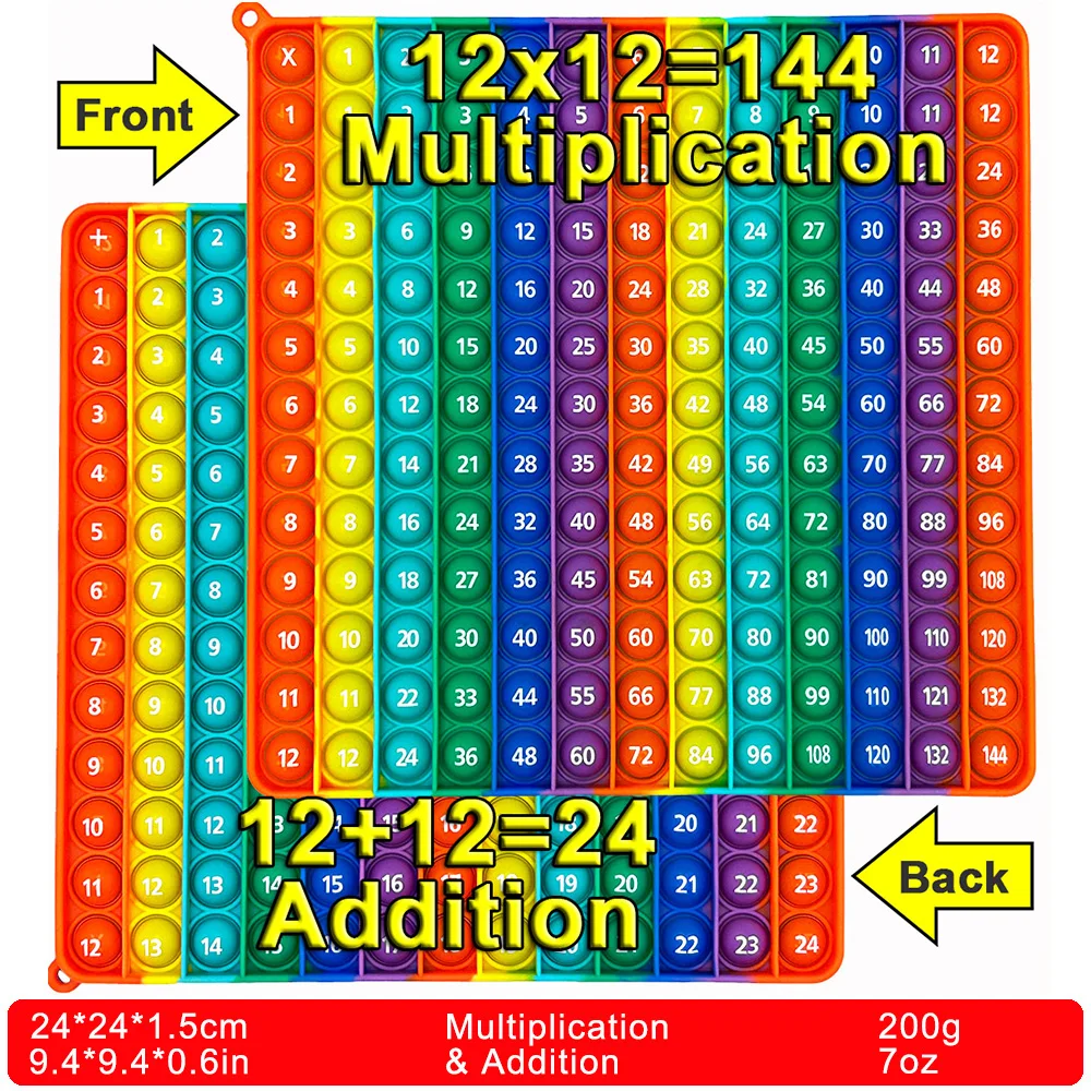 1-12 Multiplication Addition Push Its Bubble Fidget Sensory Pop Toys Silicone Rainbow Teaching Aids Math Toys fidget toys educational toys math toys
