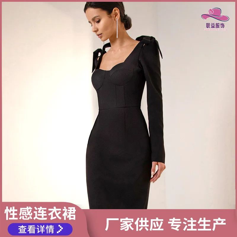 

Women's Long Sleeve Bandage Dress, Slim Fit, Sexy Evening Dress, Temperament, Fashion