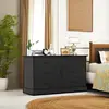 2184-70f818.jpg Black 6 Drawer Double Dresser for Bedroom, Wood Storage Tower Clothes Organizer, Wide Chest of 6 Drawers, Large Storage Cabinet