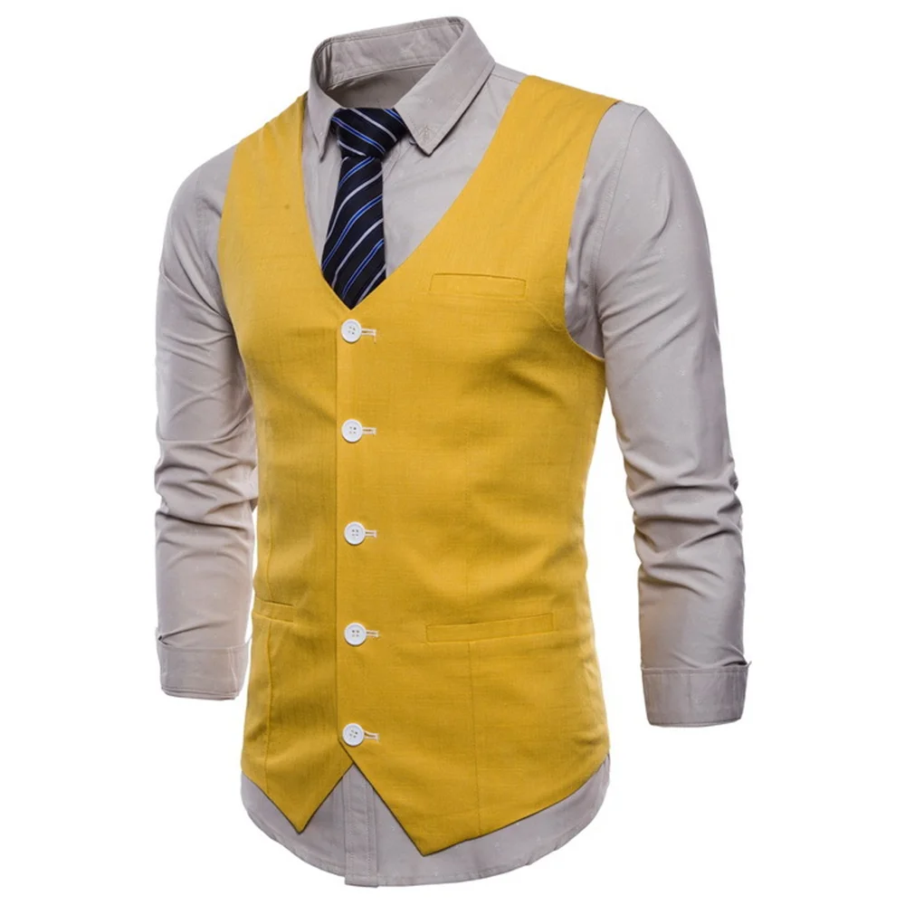 2022 new spring and autumn foreign trade British men's solid color single breasted vest multicolor casual Korean vest coat suit for men