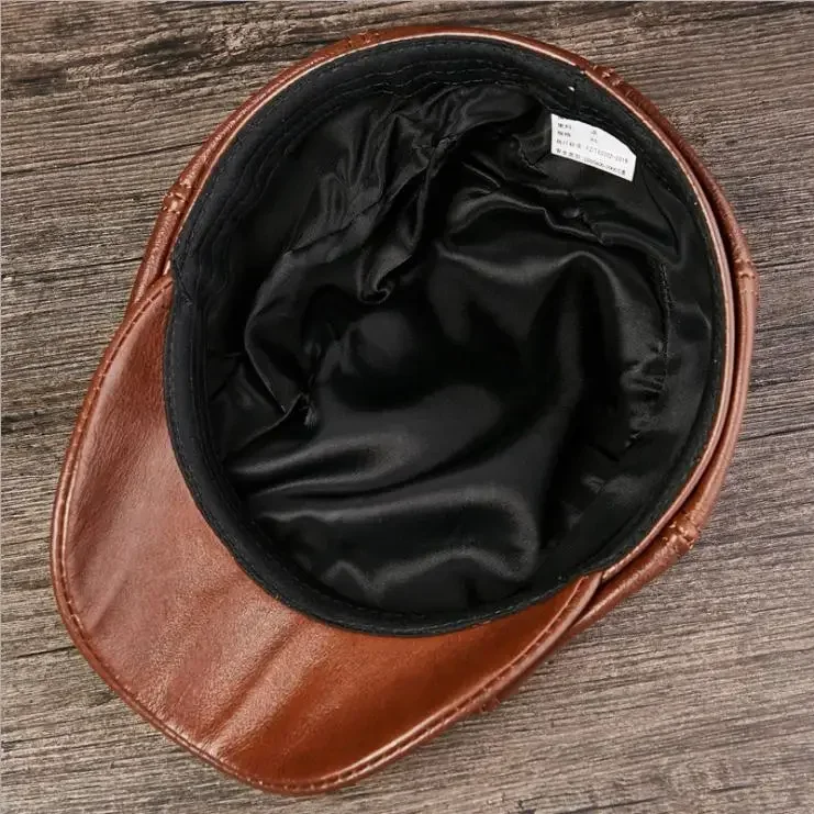 Genuine Leather Hat for Men Newsboy Caps Gorras Mujer Designer Hat Newsboy Hats Women Adult Leather Cap