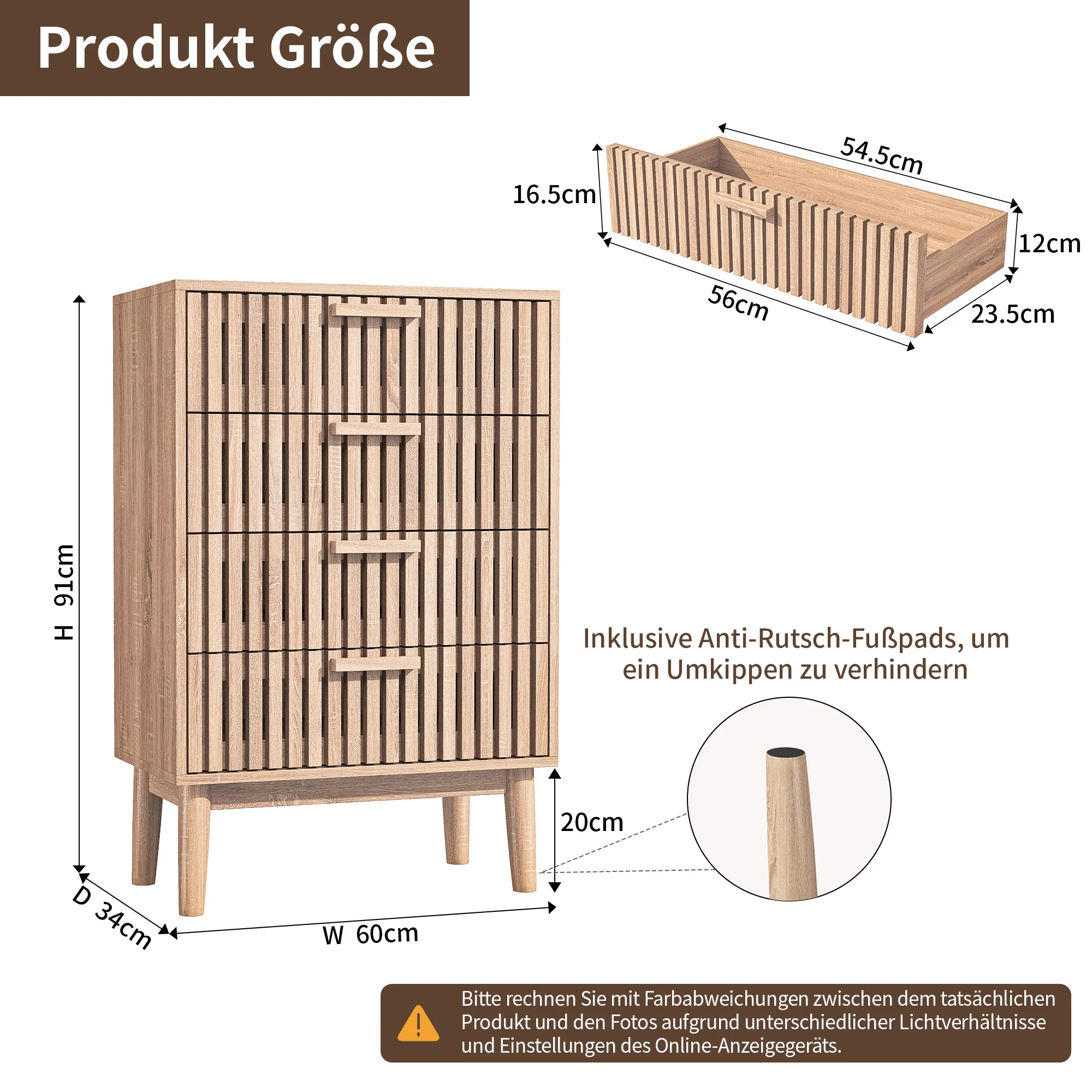 ROSAHQNDA Kommode mit 6/4 Schubladen, moderner Kleiderschrank, breiter Retro-Schminktisch aus Holz, für Wohnzimmer, Schlafzimmer – Detail 2