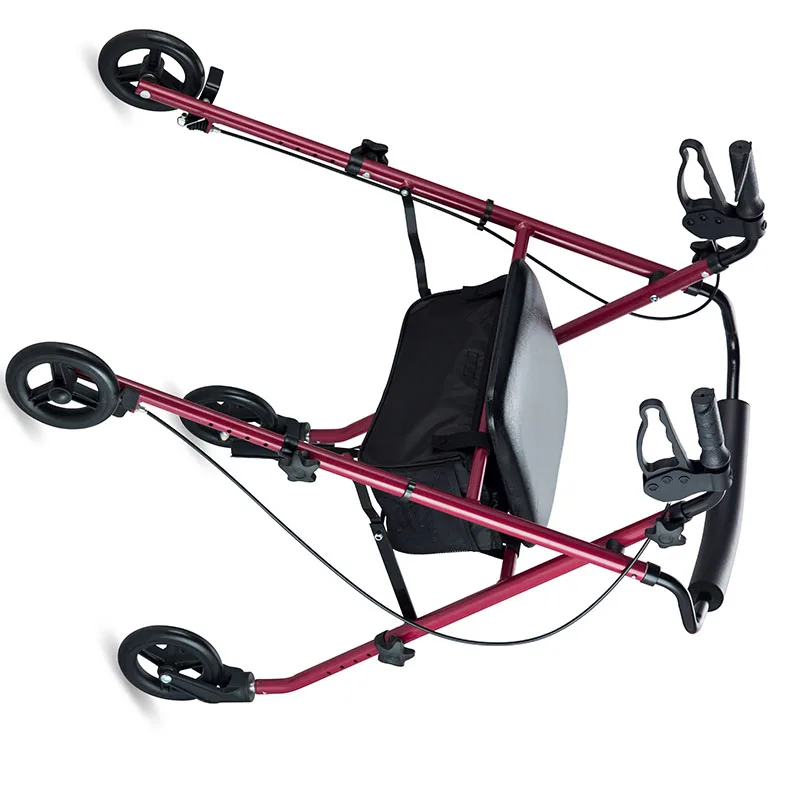 4 Wheels Rollator Red Folding Aluminum Frame, GetGo Rollator Walker with Padded Seat with 8" Wheels and Brakes, 350lbs. Capacity 4