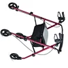 4 Wheels Rollator Red Folding Aluminum Frame, GetGo Rollator Walker with Padded Seat with 8" Wheels and Brakes, 350lbs. Capacity 4
