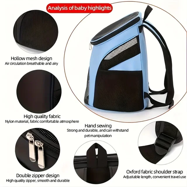 Portable Mesh Dog Bag Breathable Dog Backpack Foldable Large Capacity Dog Bag,Large capacity breathable dog outdoor backpack 3