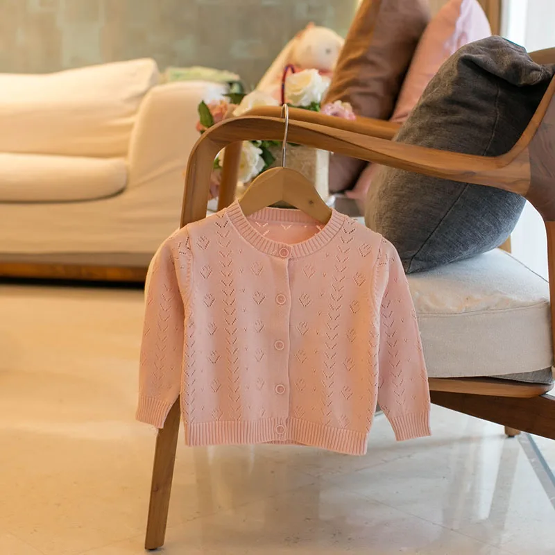 Autumn Kids Knitted Cardigan Hollow Out Shirt