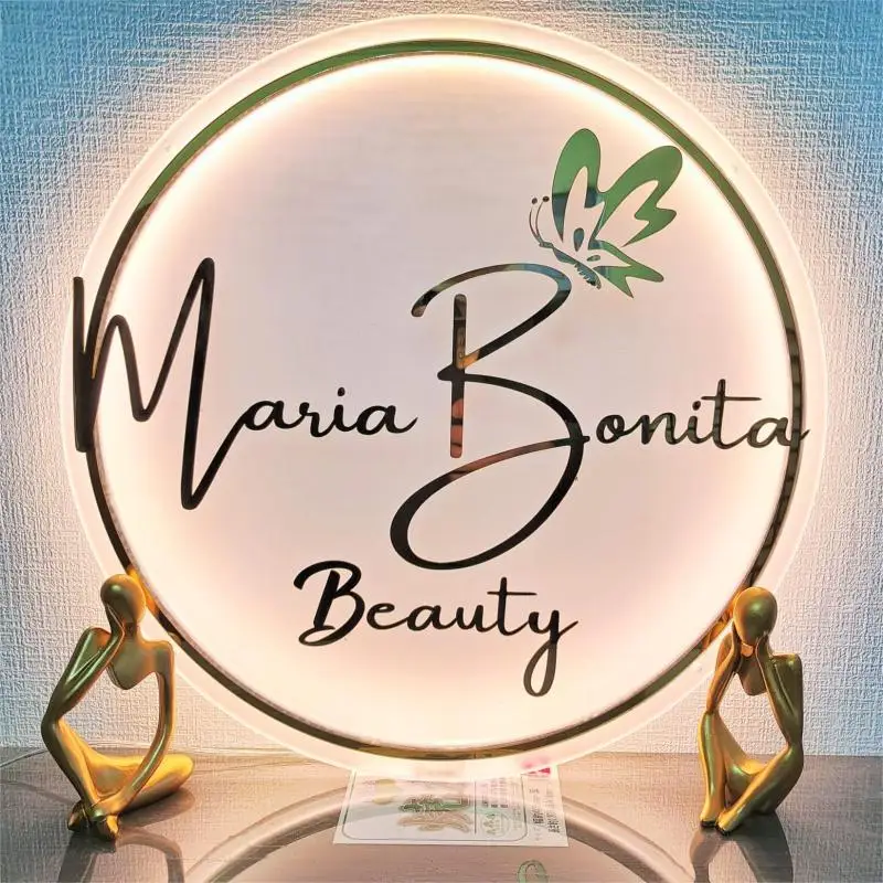 Custom Acrylic Signs 3D Business Logo Beauty Salon Nail Hair Studio Wall Aesthetics Decor Company Name Plaques LED Neon Lights