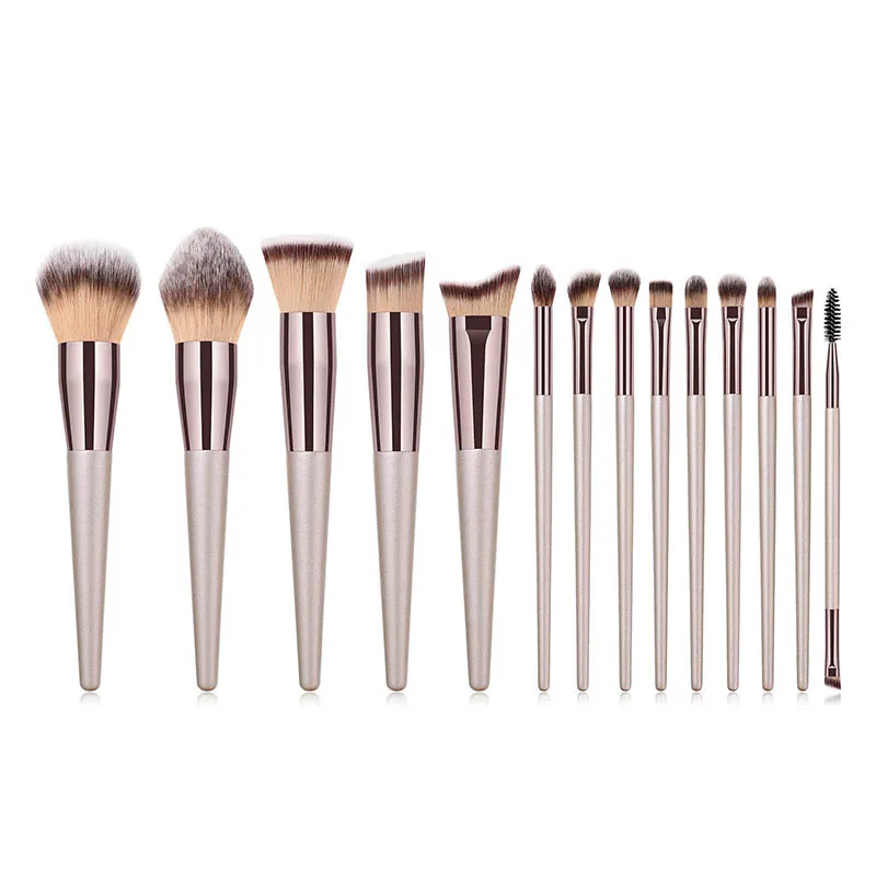 Luxurious Champagne Makeup Brush Set for Women - Complete Beauty Tools Collection