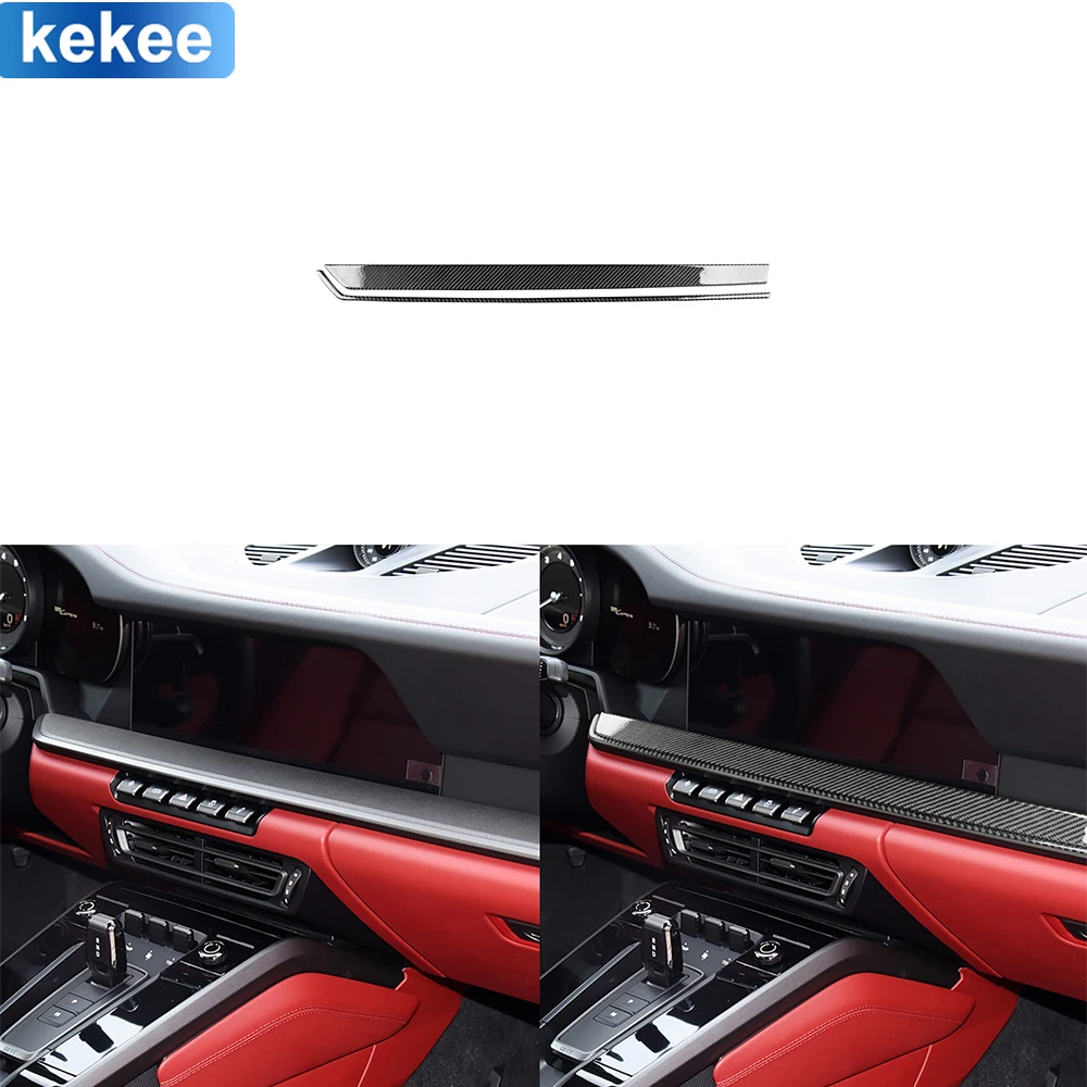 

Декоративная полоса для центральной консоли Porsche911 922 2019-2023, наклейки из углеродного волокна для интерьера автомобиля, отделка, аксессуары для украшения автомобиля