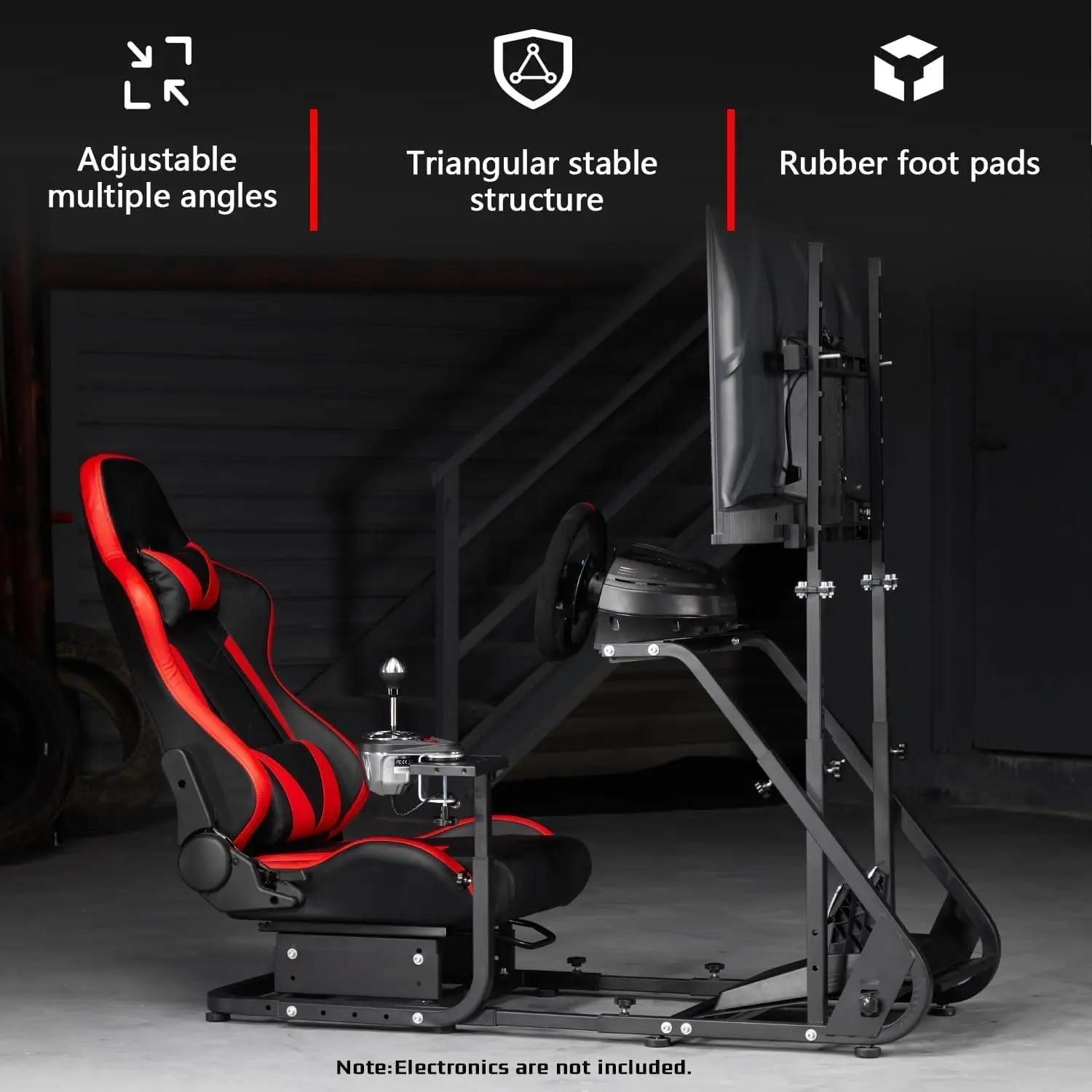 G923 Sim Cockpit, Red Seat, Fit Logitech/Thrust G25-920/T150/300, No Wheel/Pedal/Shift/Monitor,Racing Simulator Cockpit 2