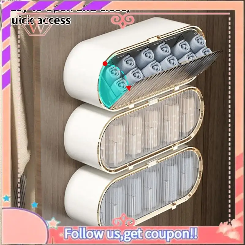 Upgraded Underwear Storage Box Socks Briefs Bras Panties Holder Wall Mounted Multi-Grids Movable Baffle Capacity Dustproof 4
