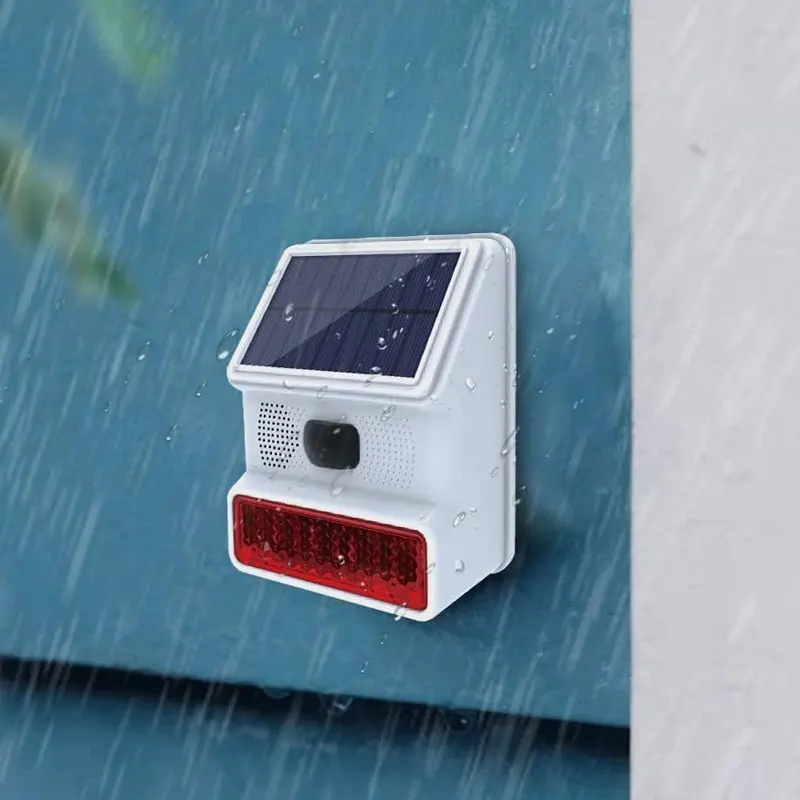 Solar Siren Alarm 433MHz Wireless Outdoor with LED Flashing Light Support Alarm Host PG103 PG107