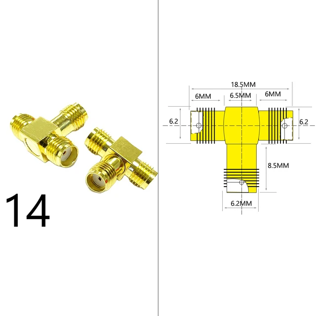 DexMRtiC SMA Male / Female RF Coax Adapter Connector Straight Right Angle T Type Splitter Goldplated NEW Wholesale Type14
