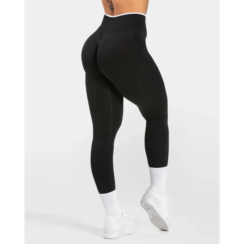 Neue frauen Farbe Blockieren Yoga Leggings Nahtlose Gestrickte Strumpfhosen Hohe Taille Hüfte Heben Gym Workout Einfarbig Sport Hosen