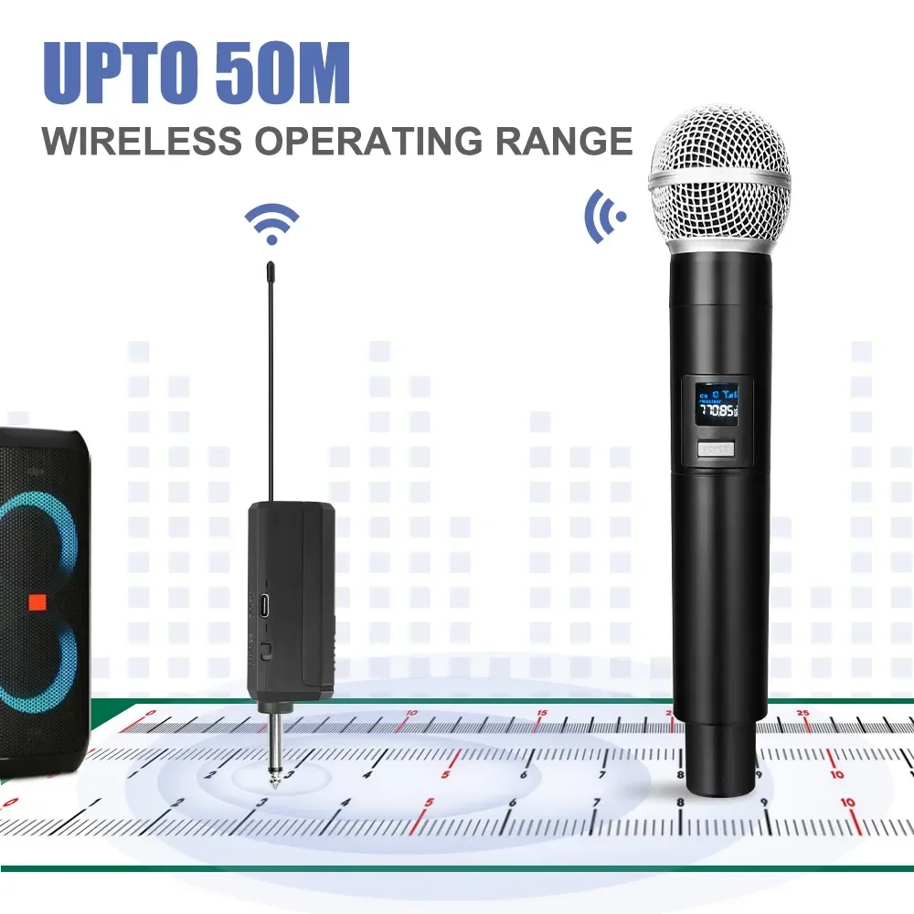 รูปสินค้า ไมโครโฟนไร้สาย 2 ช่อง UHF คุณภาพสูง ใช้งานได้หลากหลาย