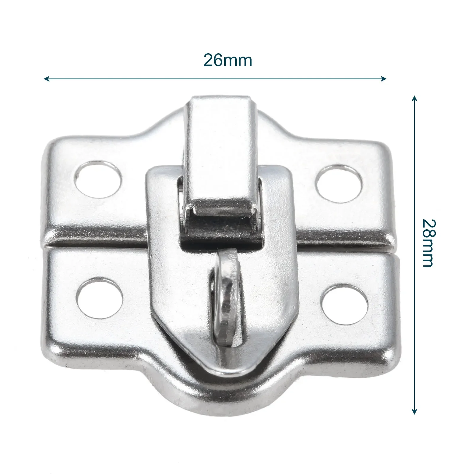 Silver Mini Jewelry Chest Gift Wine Wooden Box Case Toggle Latch Suitcase Hasp Hook Can Lock Lockable with Screws 26*28mm 4pcs