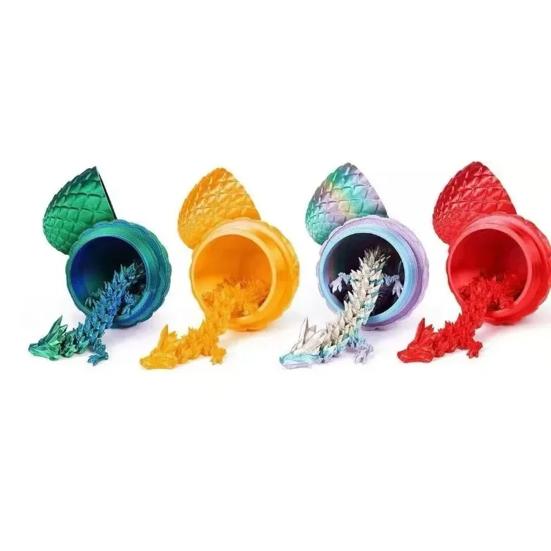 3D Printed Toy 1/2PCS 3D Printed Dragon Egg Dragon Full Articulated Modle Movable Rotatable Articulated Desktop Ornament Kid Toy