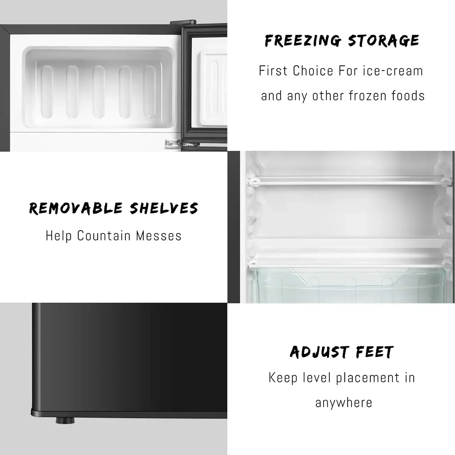 Freezer,3.2 Cu.Ft Compact Refrigerator,Mini Refrigerator With 2 Doors For Bedroom,Office,Kitchen,Apartment,Dorm(sliver) 4