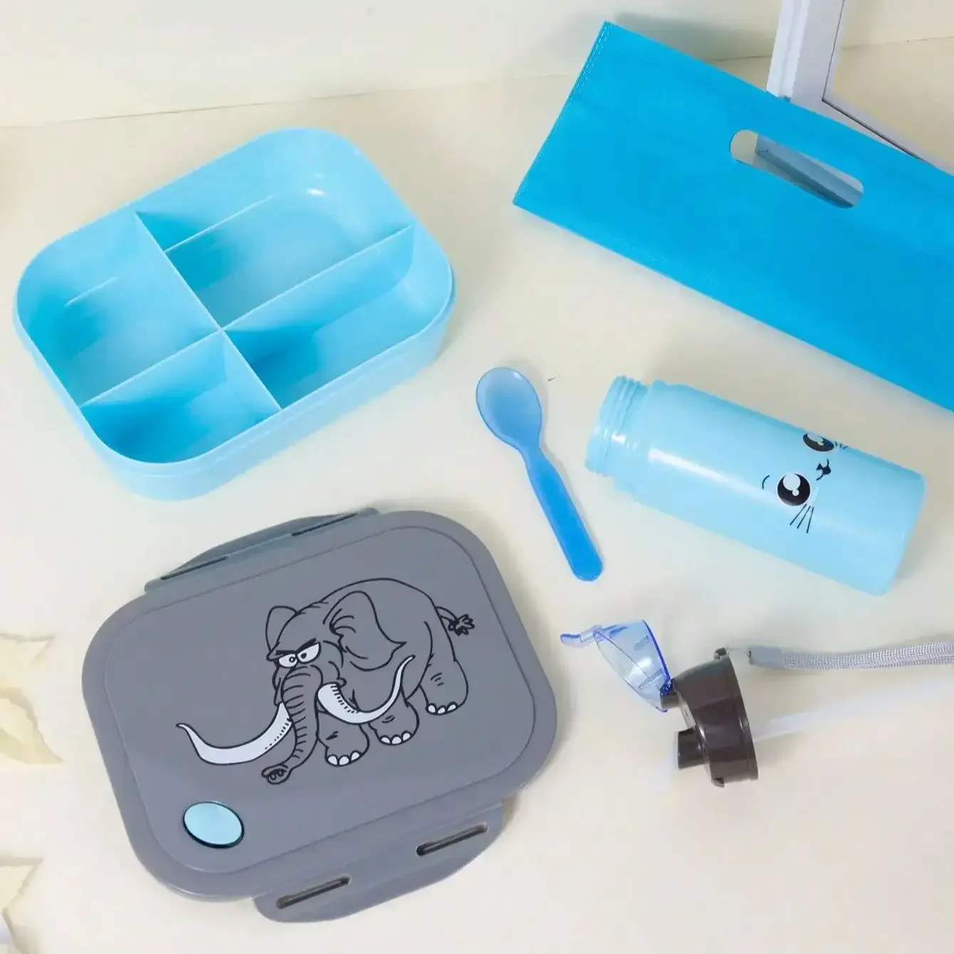 2PCS-Stackable Leakproof Bento Box, Reusable Spoon and Thermos Cups – Ideal for School, Office & Kitchen Organization