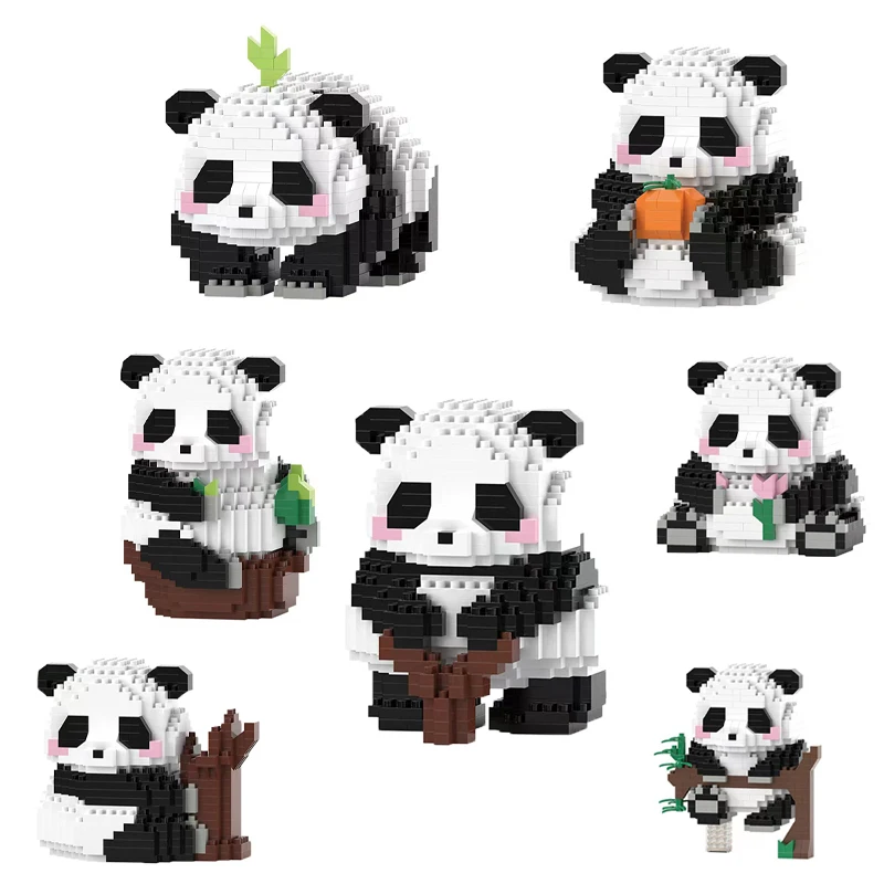 

New Cartoon Animals Building Blocks Cute National Treasure Panda Puzzle Models Small Particles Decoration Children Toy Girl Gift