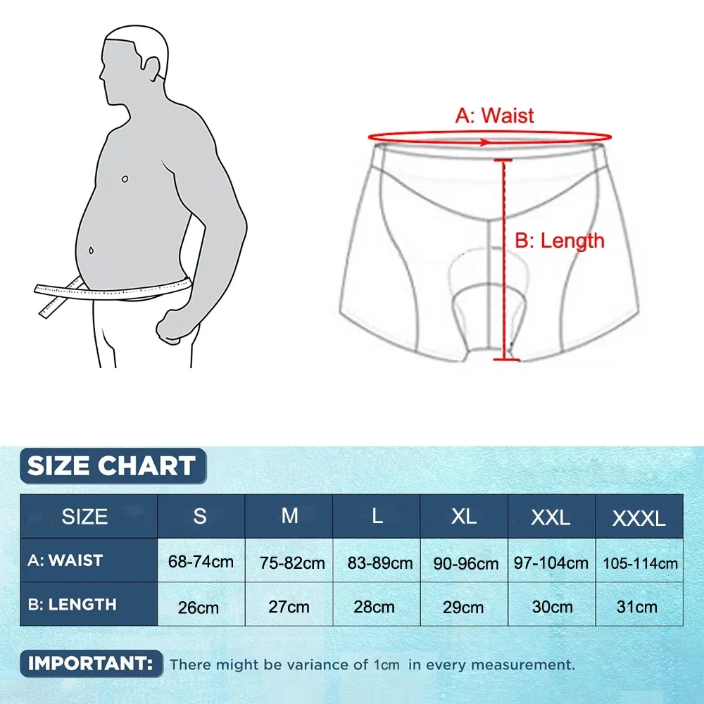 Sports Cycling Underwear for Men 4D Gel Padded Bike Bicycle Shorts Cycle Biking Riding Undershorts MTB Mountain Brief 1 PCS