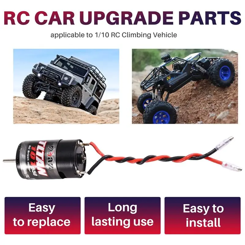 1/10 RC 클라이밍 차량용 방수 550 브러시드 모터 10T (액시얼 트랙 SCX10 II HSP 트랙사스 슬래시 TRX4 TRX6 호환)