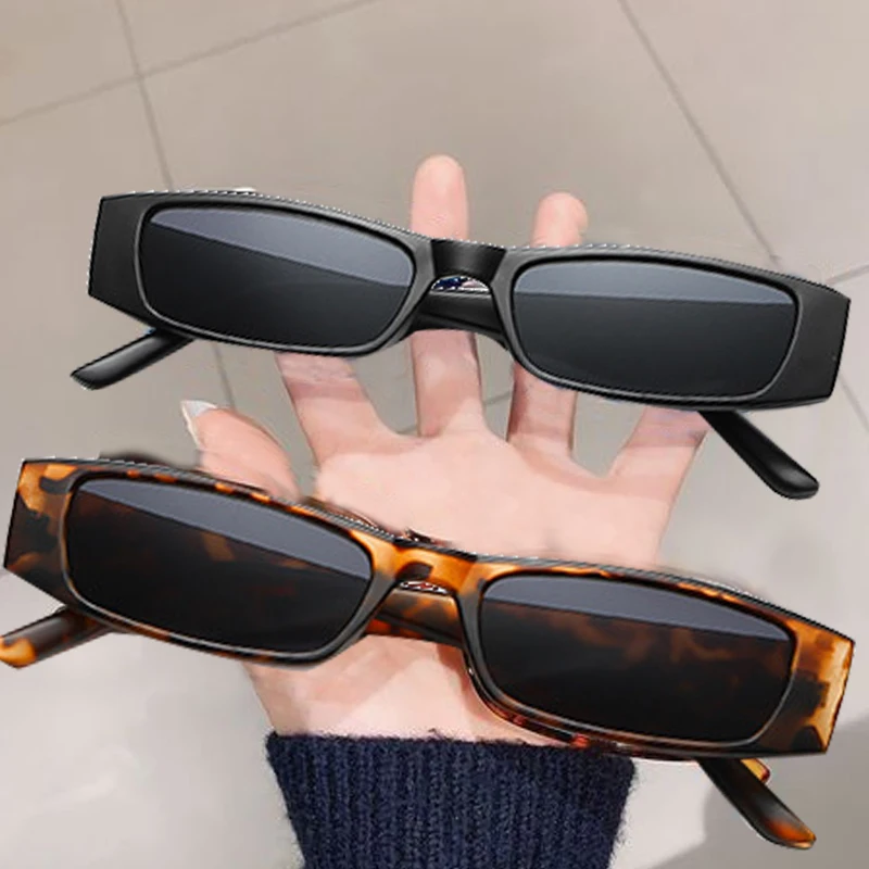 

Trendy Small Rectangle Sunglasses Women Men Narrow Frame Leopard Square Sunglasses Female Punk Cat Eye Eyewear UV400 Sun Glasses