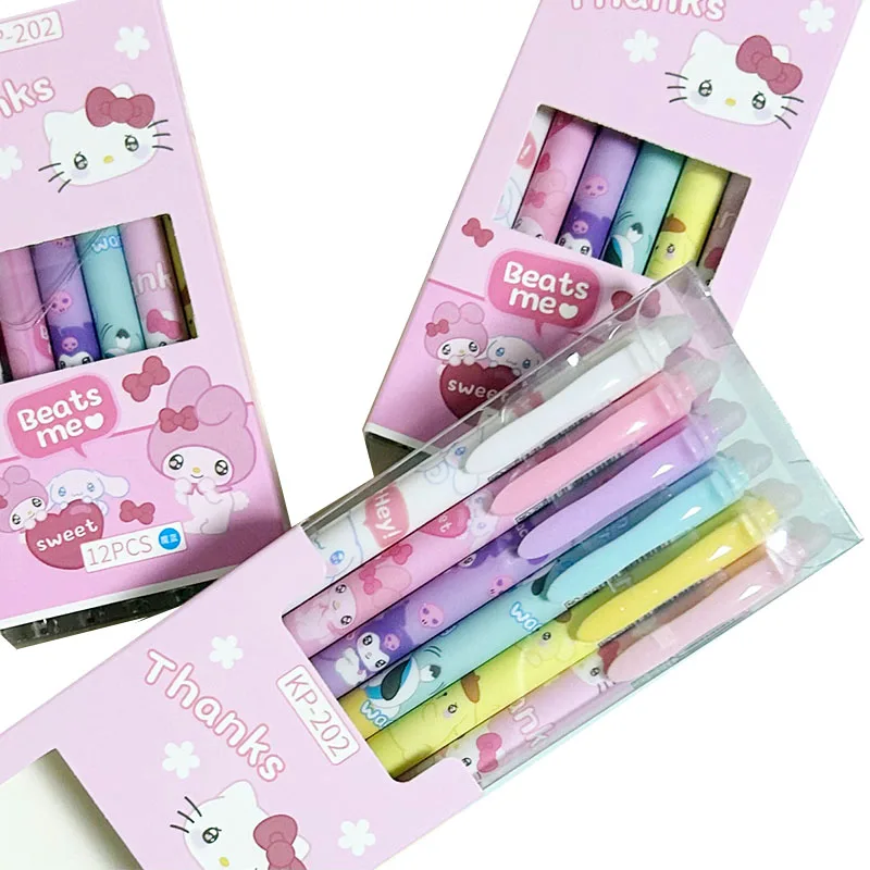 6Pcs Sanrios Erasable Pen Hello Kitty Cinnamoroll My Melody Kuromi