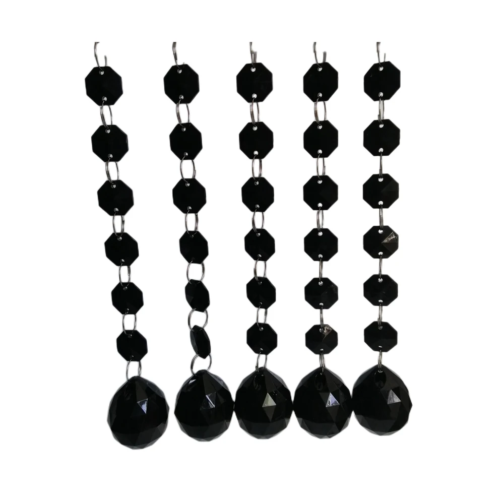 Camal 10 stücke Acryl Kristall Perlen Schwarz Drop Anhänger Girlande Kronleuchter Hängen Weihnachten Party Dekoration Mittelstücke Vorhang – Detail 9