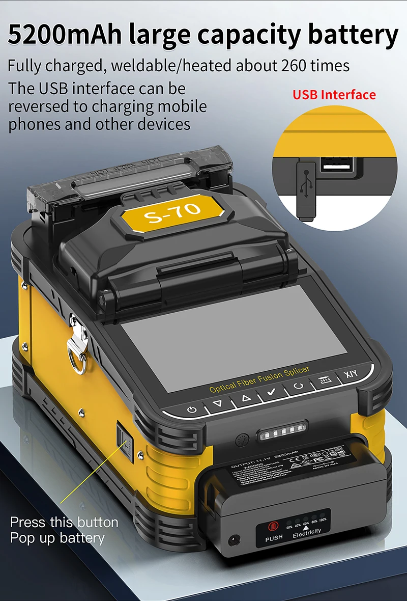 Six Motors Fiber Optic Fusion Splicer S-70/A-5/FS-60F/AUA-70F Optical Fiber Core