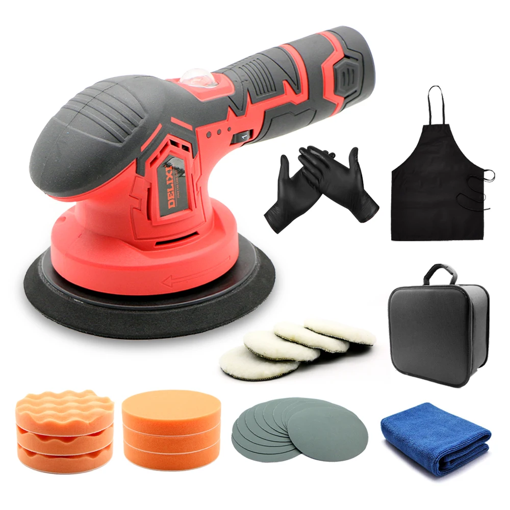Delixi 27pcs/set Cordless Mini Polisher 6 Gears Car Polishing Machine 12v Electric Cars Polish