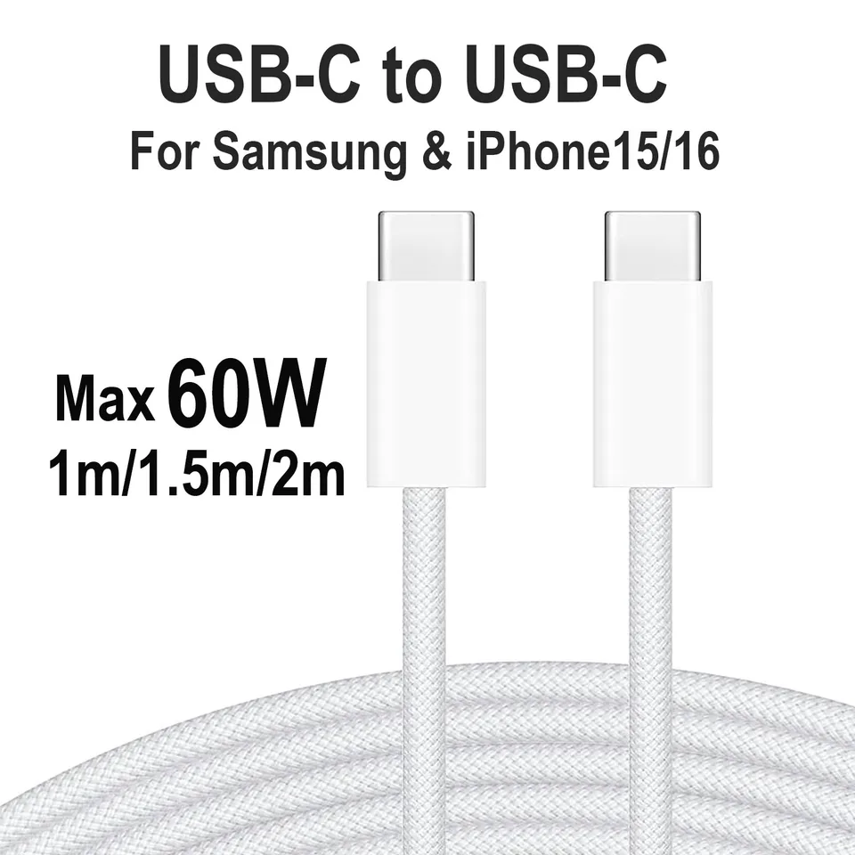 Juice Cavo USB-C A USB-C Intrecciato 2 Metri – Ricarica Veloce, In Plastica Riciclata, Compatibile Con IPhone 16, 15, IPad, Galaxy S23, Pixel (Blu Navy) - 2