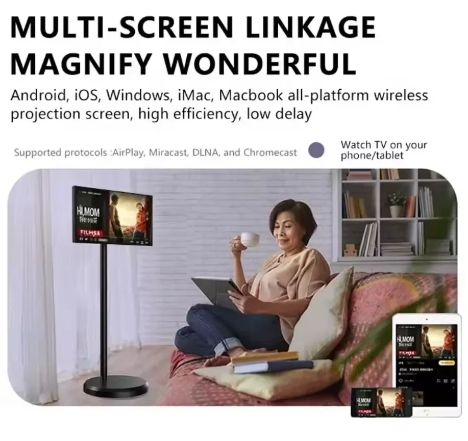 Portable 24 Inch Hd Touch Display Tvs Ips Screen Rotate Usb Wifi Smart Online Television Tv For Work Studying Workout Gaming