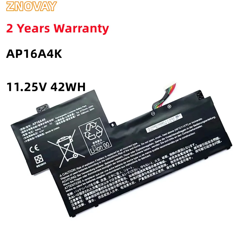 

ZNOVAY AP16A4K 11.25V 42WH 3770mAh Laptop Battery For Acer Swift 1 SF113-31 N17P2 N16Q9 KT.00304.003