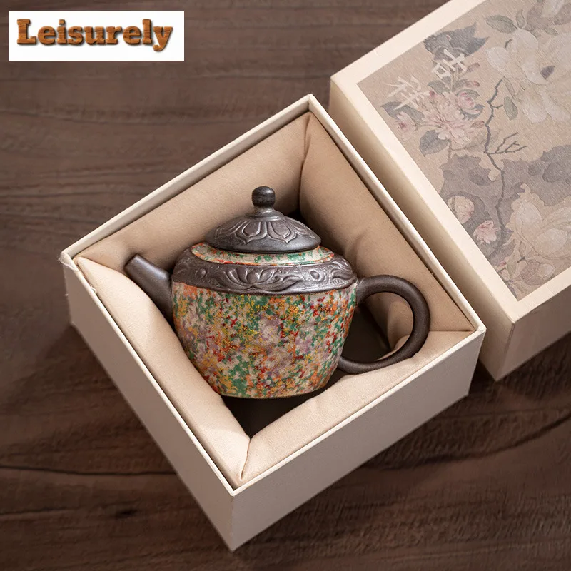 200ml Ancient Lotus Handheld Teapot Boutique Tea Infuser Pot Tea Brewing Kettle With Ball Hole Chinese Tea Set Decoration Craft