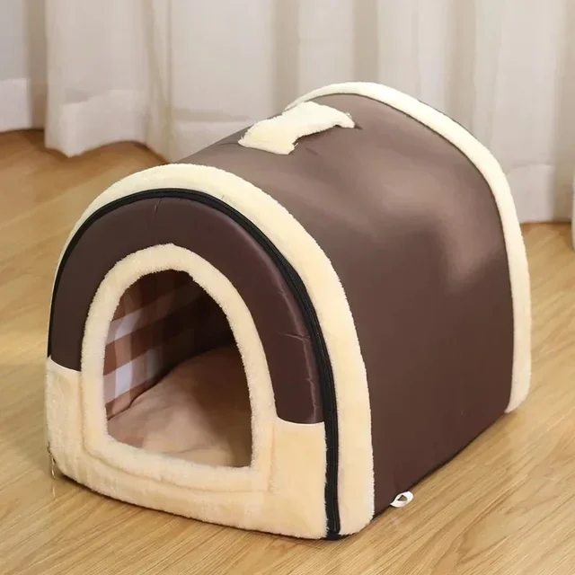 1pc Winter and Autumn Warmth Cat Nest All Season Portable Pet Nest Medium and Small Dog Kennel Semi Enclosed Warm Folding 4