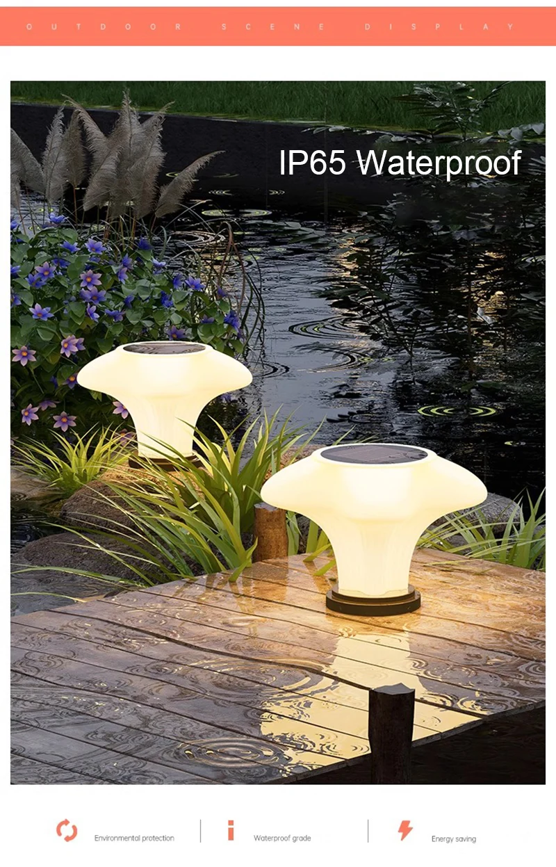 Description Picture 6 of itemSolar Pillar Lights Outdoor Waterproof LED Wall Lamp Home Decor Villa Modern Gate Garden Lighting Solar Energy Super Bright Door