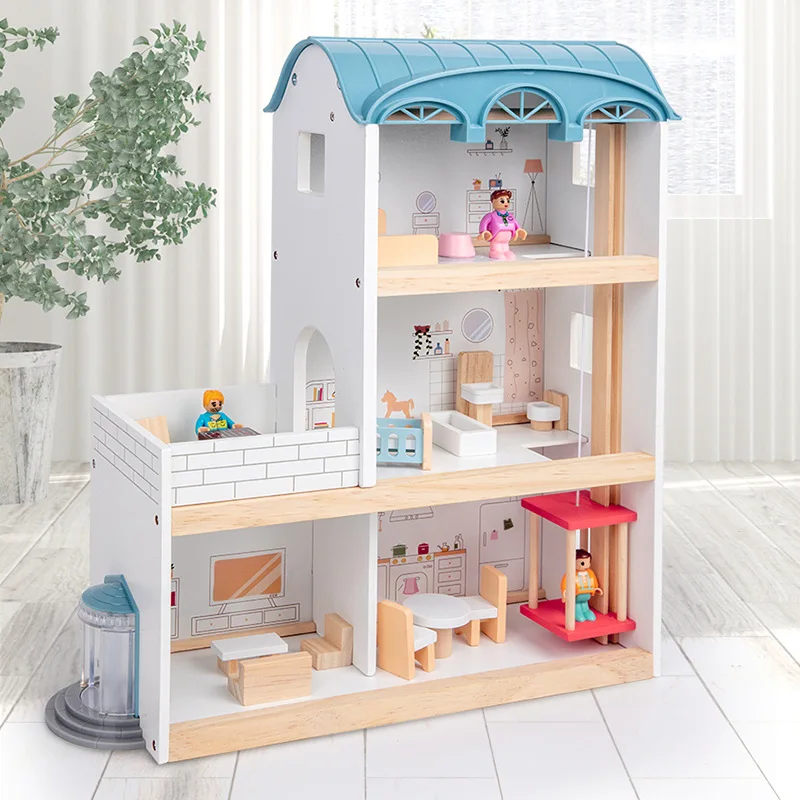 

Wooden Scandinavian Wind Dollhouse Toys Princess Villa Boys And Girls Children Simulation Play House Educational Toys