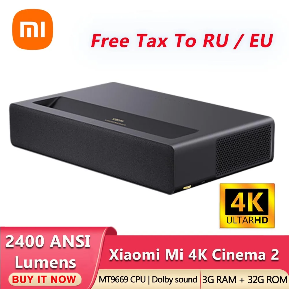 Лазерный проектор Xiaomi Mi 4K Cinema 2 Google Play Assistant YouTube ALPD3.0 2400 ANSI Lumens HDR10 Bluetooth4.0 с