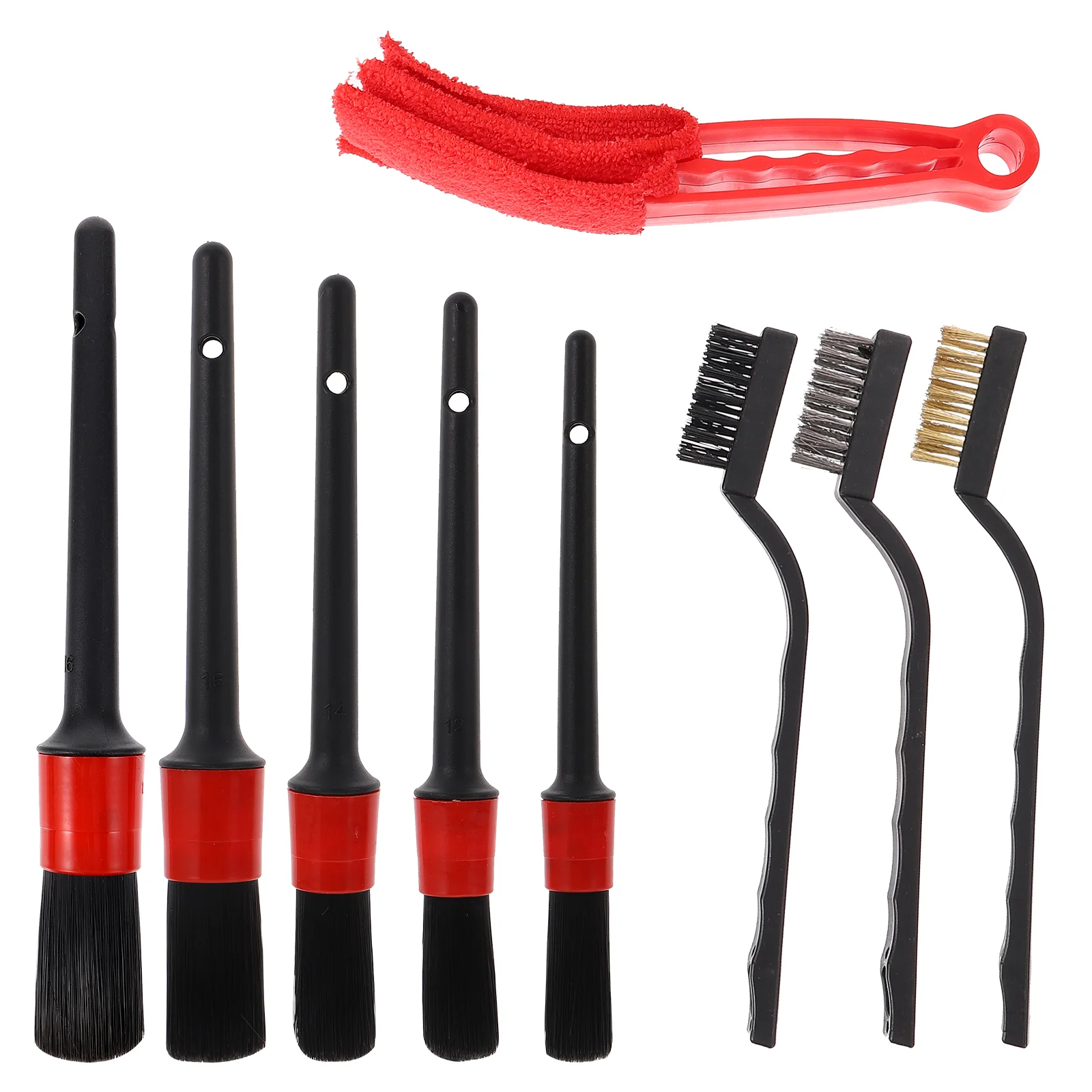 

1 Set 9pcs Car Cleaning Brushes Kit Detail Brushes Wire Brushes (Assorted Color) Drill