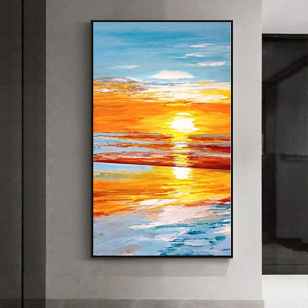 

Hand Painted Oil Painting Sunrise Oil Painting Canvas Seascape Sunset Oil Painting Over The Sea Natural Abstraction Art Painting