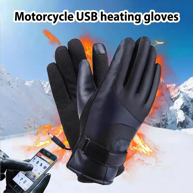 

Multifunctional Heated Gloves for Men 2pcs Windproof USB Heating Gloves for Motorcycle Plug and Play Hot Hands Thermal Gloves