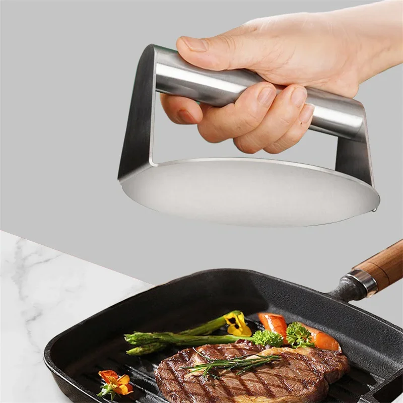 Stainless Steel Hamburger meat press Round/Square Smash Burger Press Deli Meats kitchen tool Flat Top Grill tools Squeeze Grease