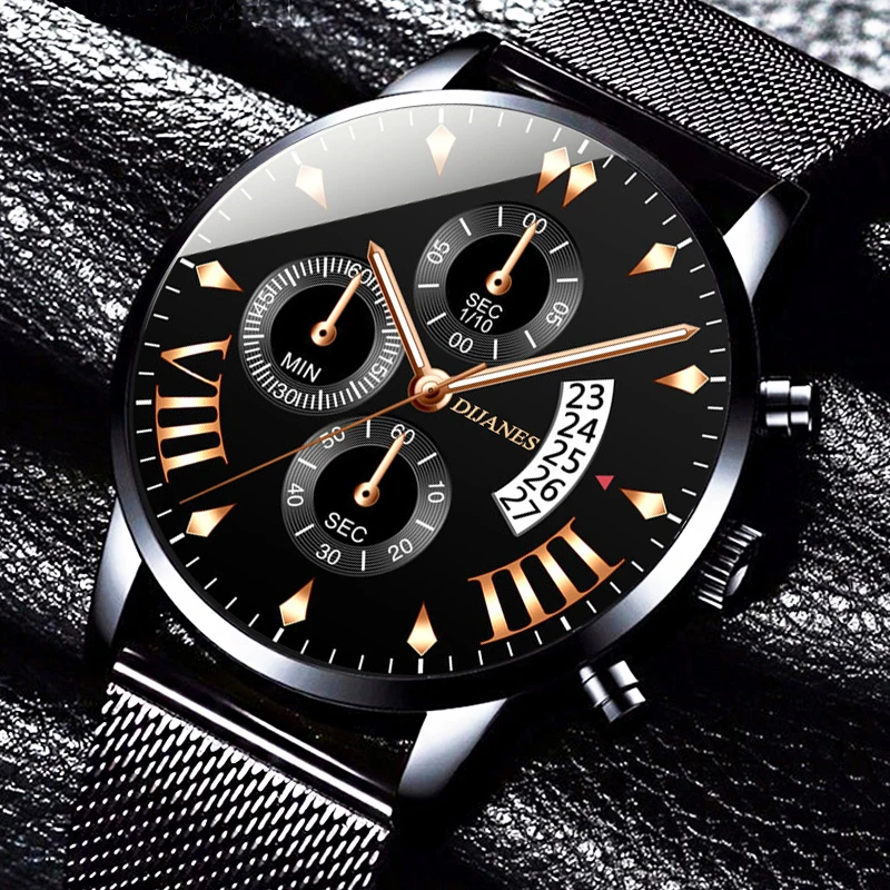 

Sdotter Mode Herren Luxury Business Uhren Schwarz Edelstahl Mesh Gurtel Quarz Armbanduhr Manner Casual Klassische Uhr reloj homb