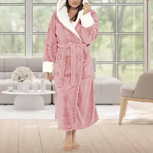 Albornoz grande de microfibra para mujer, bata de baño suave de felpa  gruesa y absorbente, de secado rápido, ropa de noche de invierno -  AliExpress