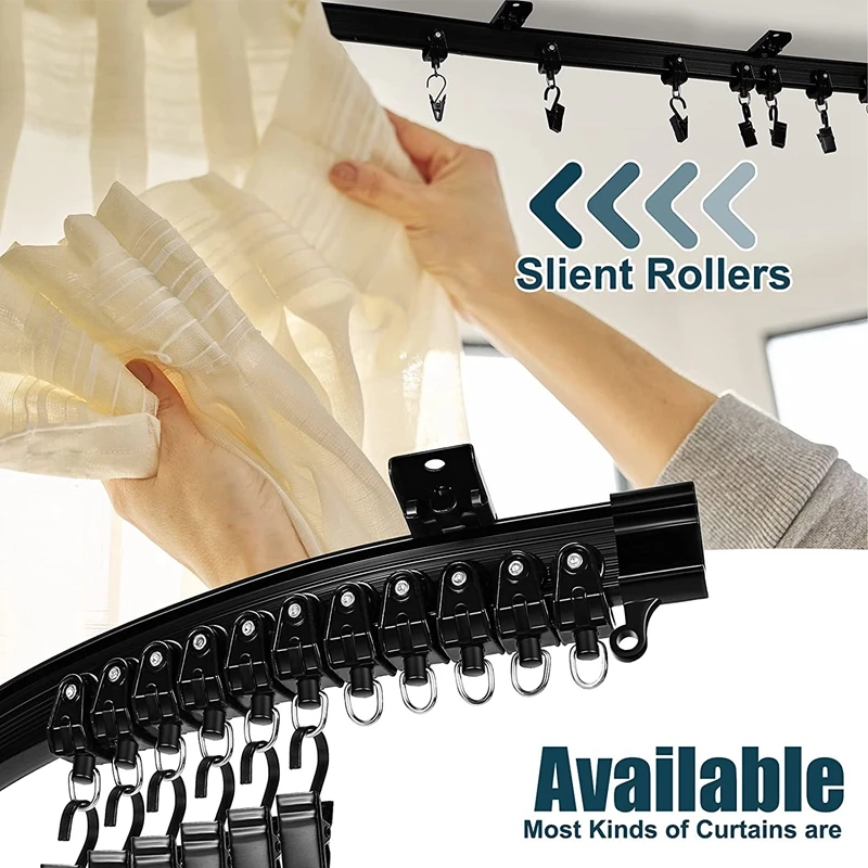 

Ceiling Curtain Track Bendable Mount for Curtain Rail Bunk Bed Bay Window Room Divider Flexible Straight (Black,5 m/ 16.4 ft)