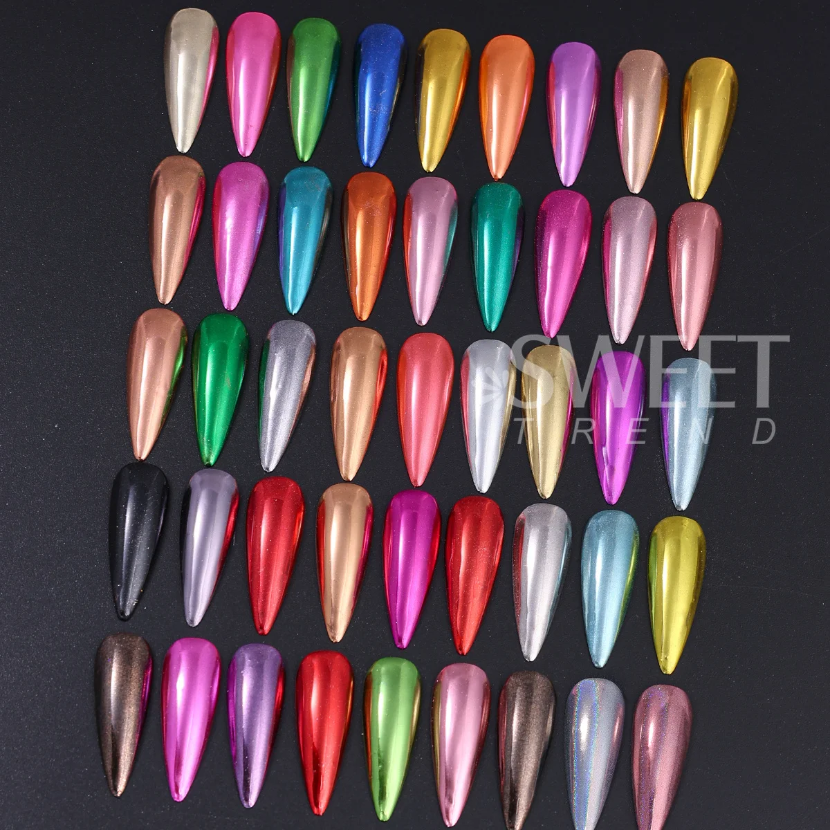 45pcs Colorful Metal Mirror Chrome Nail Glitter Powder Luxury Rubbing Dust Y2K Pigment Decor With 10 Brush Manicure Accessories
