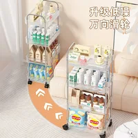 3 Layers Transparent Storage Rack Trolley Acrylic Rolling Cart with Hanging Basket Bathroom Acrylic Makeup Bookshelf organizer 4