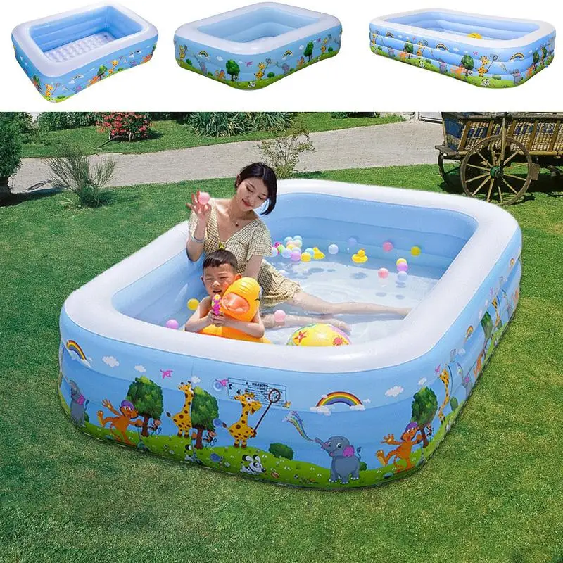 Inflatable Swimming Pool For Kids Square Thickened Foldable Paddling Space-Saving Family