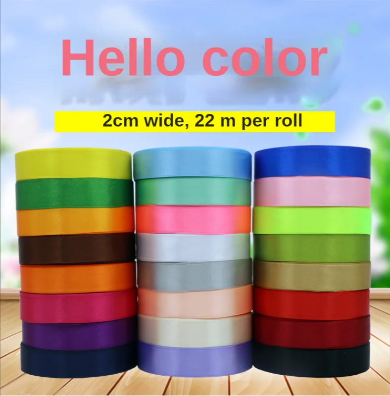 Polyester 2cm Ribbon Satin Ribbon Colorful Silk Gift Packaging Polyester Wedding Cake Decoration Bandage satin ribbons ribbon decoration ribbon supplies satin ribbon polyester ribbon